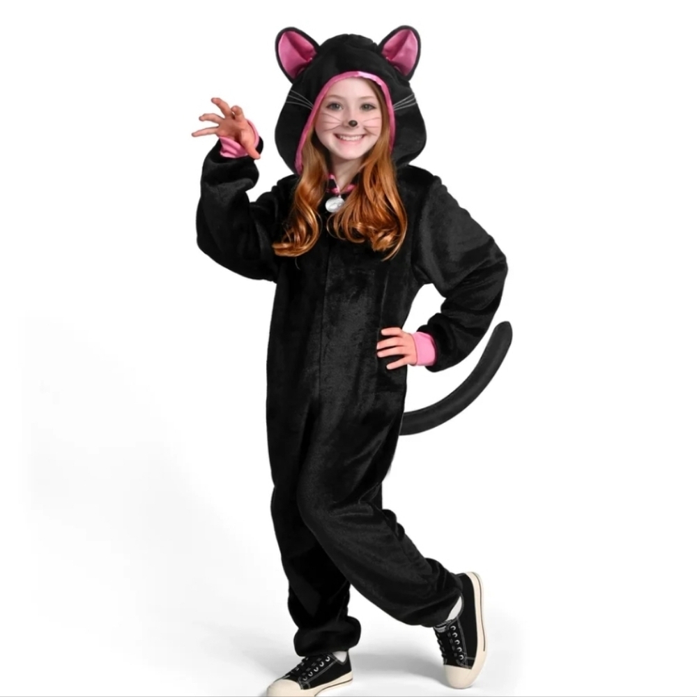 Black Cat Jumpsuit/Pajama Costume Size 3T